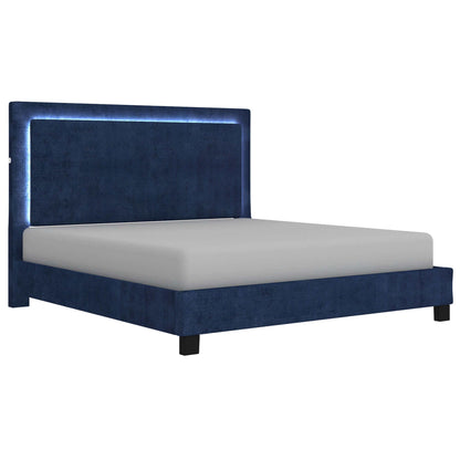 Lumina Platform Bed with LED Light in Blue or Grey (clearance King))