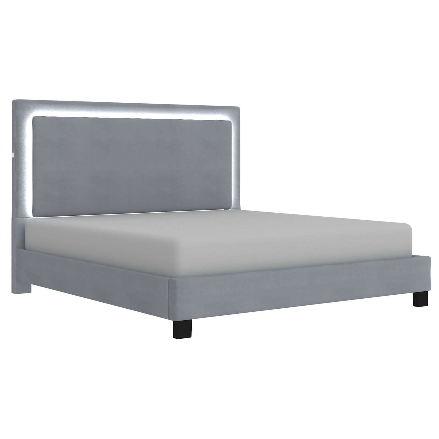 Lumina Platform Bed with LED Light in Blue or Grey (clearance King))