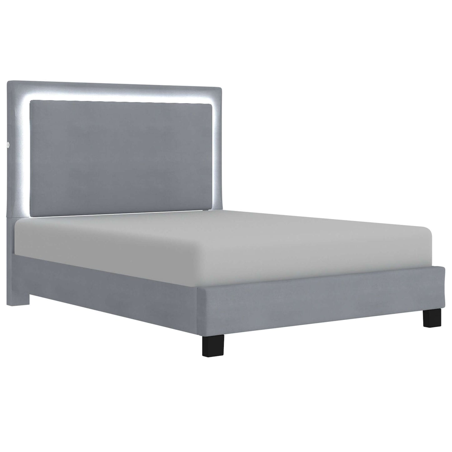 Lumina Platform Bed with LED Light in Blue or Grey (clearance King))