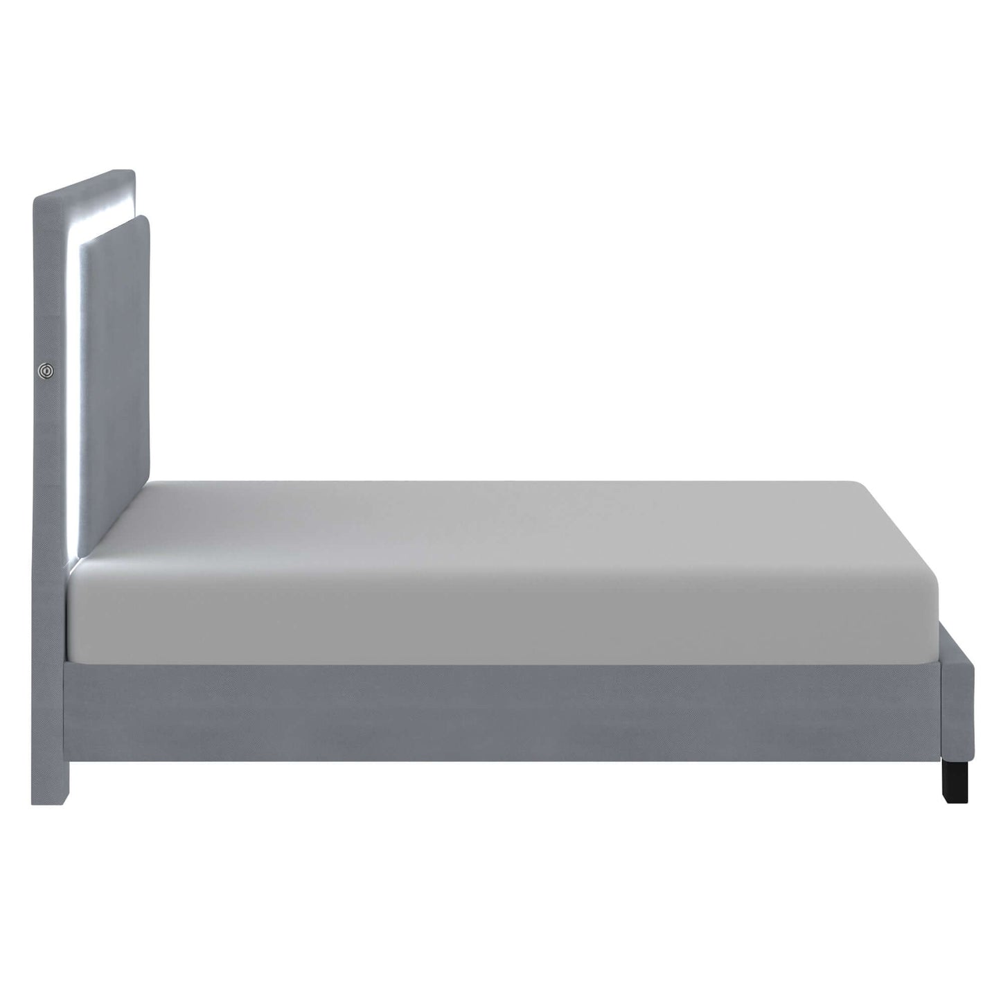 Lumina Platform Bed with LED Light in Blue or Grey (clearance King))