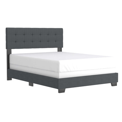 Exton Queen Bed in Charcoal or Light Grey Fabric