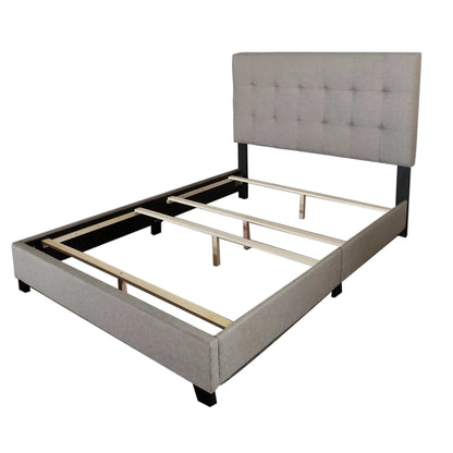 Exton Queen Bed in Charcoal or Light Grey Fabric