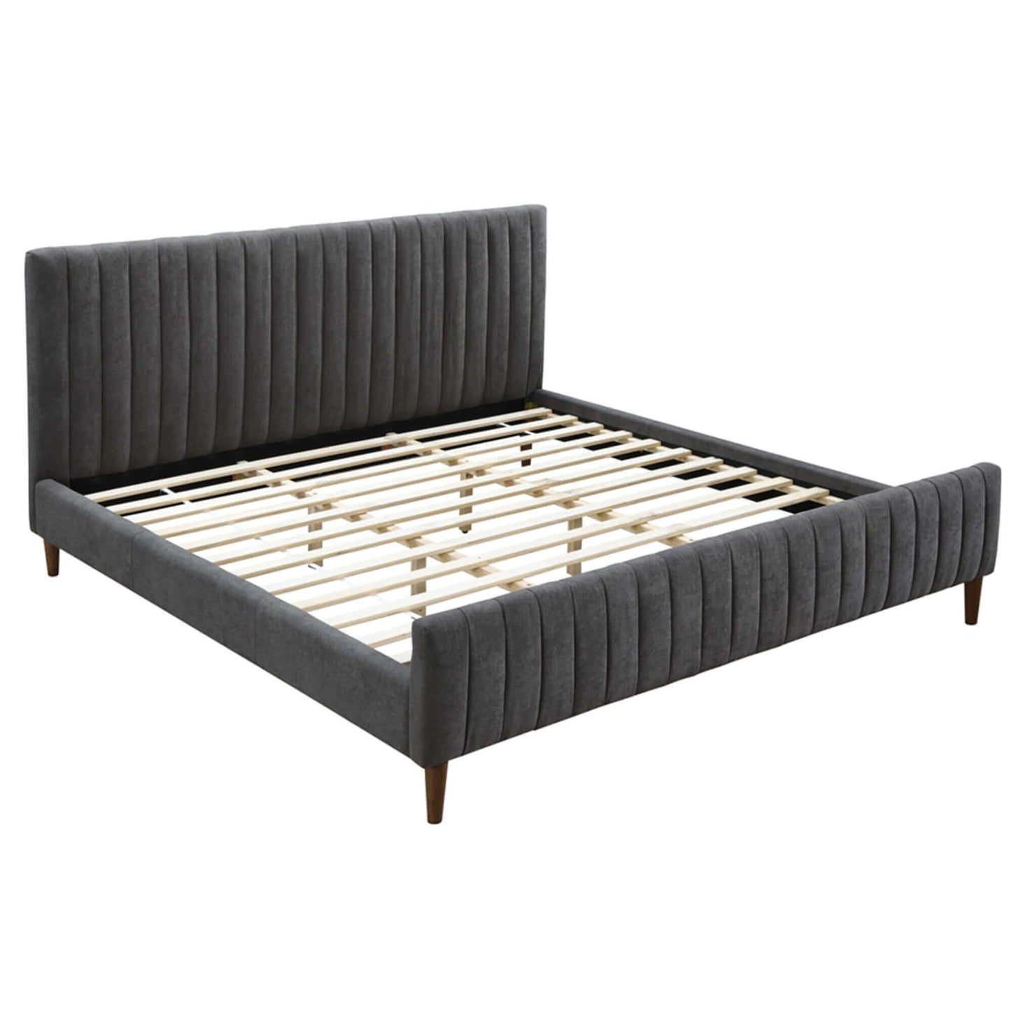 Hannah Platform Bed in Charcoal or Light Grey Fabric