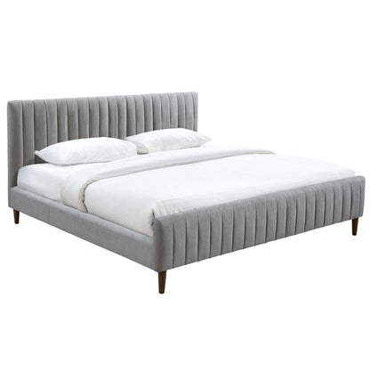 Hannah Platform Bed in Charcoal or Light Grey Fabric