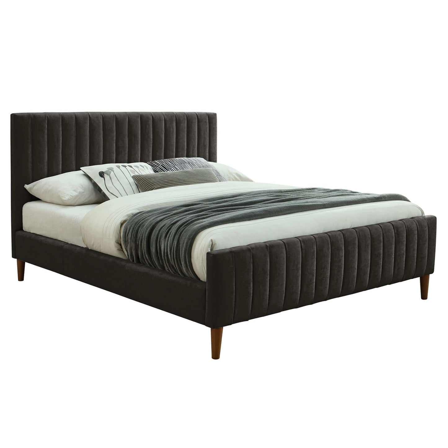 Hannah Platform Bed in Charcoal or Light Grey Fabric