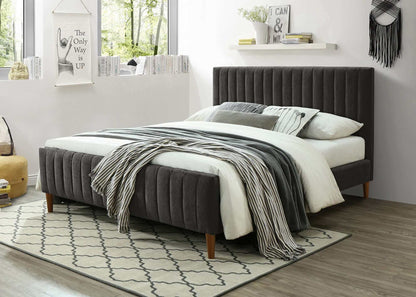 Hannah Platform Bed in Charcoal or Light Grey Fabric