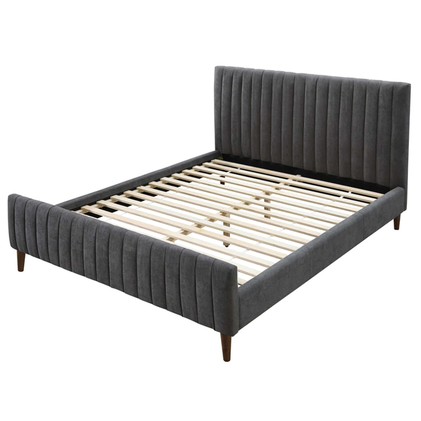 Hannah Platform Bed in Charcoal or Light Grey Fabric