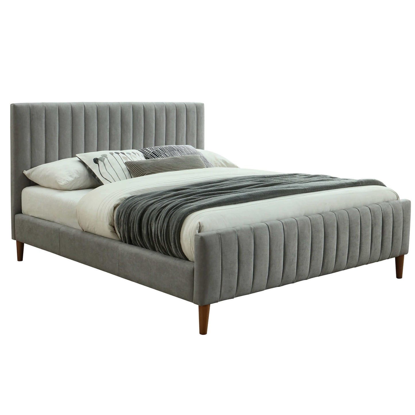 Hannah Platform Bed in Charcoal or Light Grey Fabric