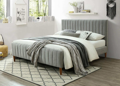 Hannah Platform Bed in Charcoal or Light Grey Fabric