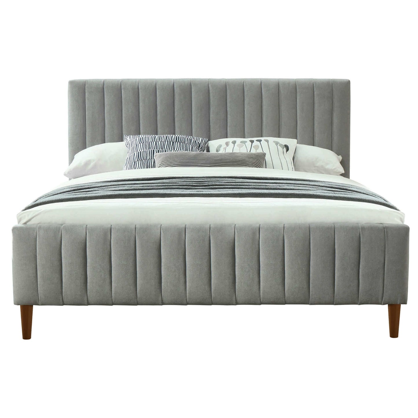 Hannah Platform Bed in Charcoal or Light Grey Fabric