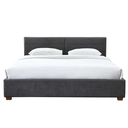 Emilio Platform Bed w/Drawer in Charcoal or Light Grey Fabric