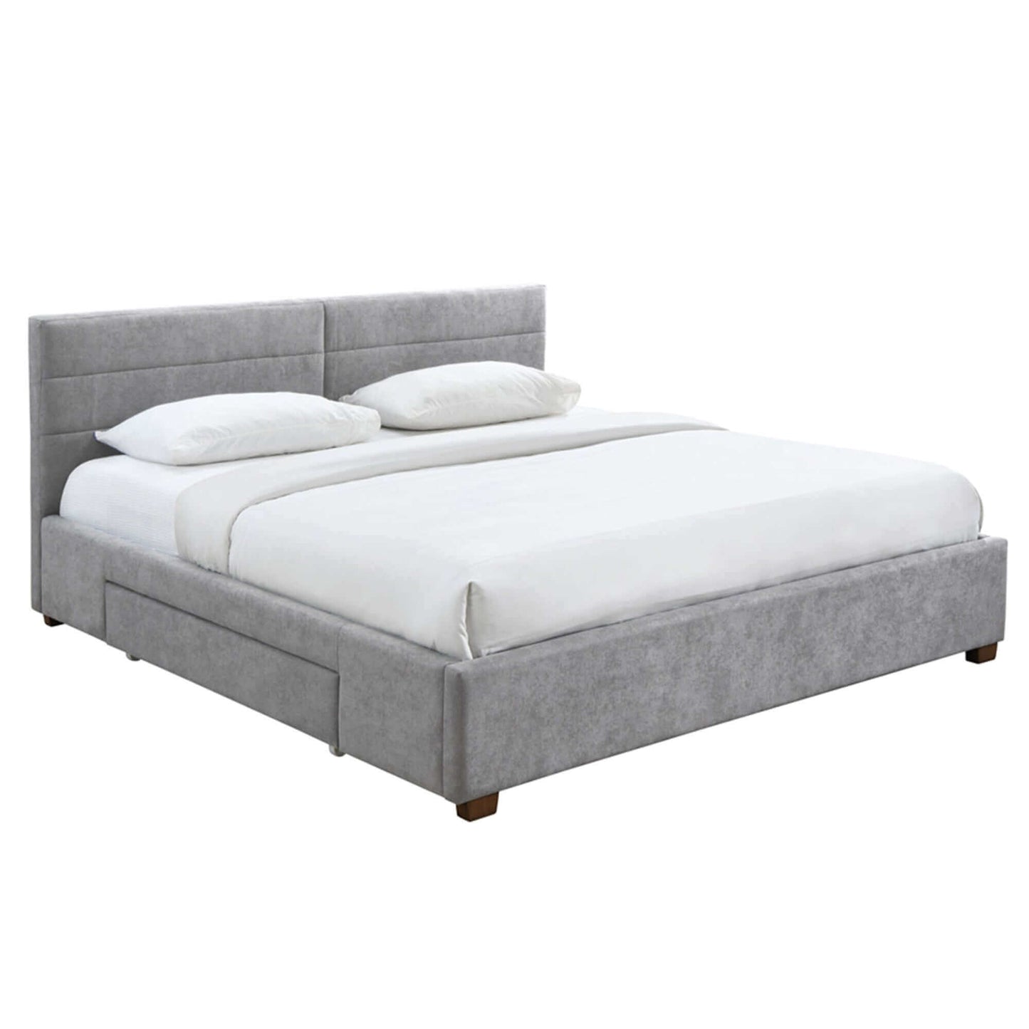 Emilio Platform Bed w/Drawer in Charcoal or Light Grey Fabric