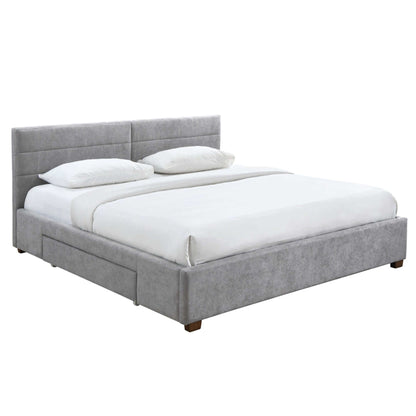 Emilio Platform Bed w/Drawer in Charcoal or Light Grey Fabric