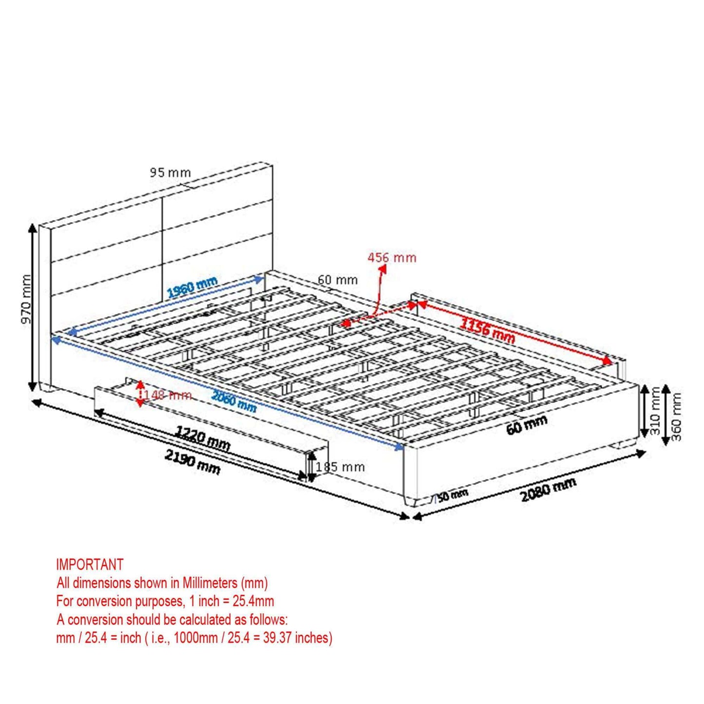 Emilio Platform Bed w/Drawer in Charcoal or Light Grey Fabric