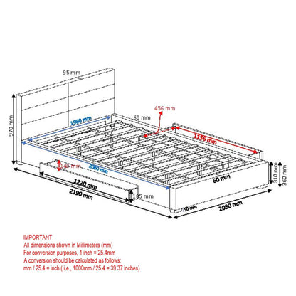 Emilio Platform Bed w/Drawer in Charcoal or Light Grey Fabric