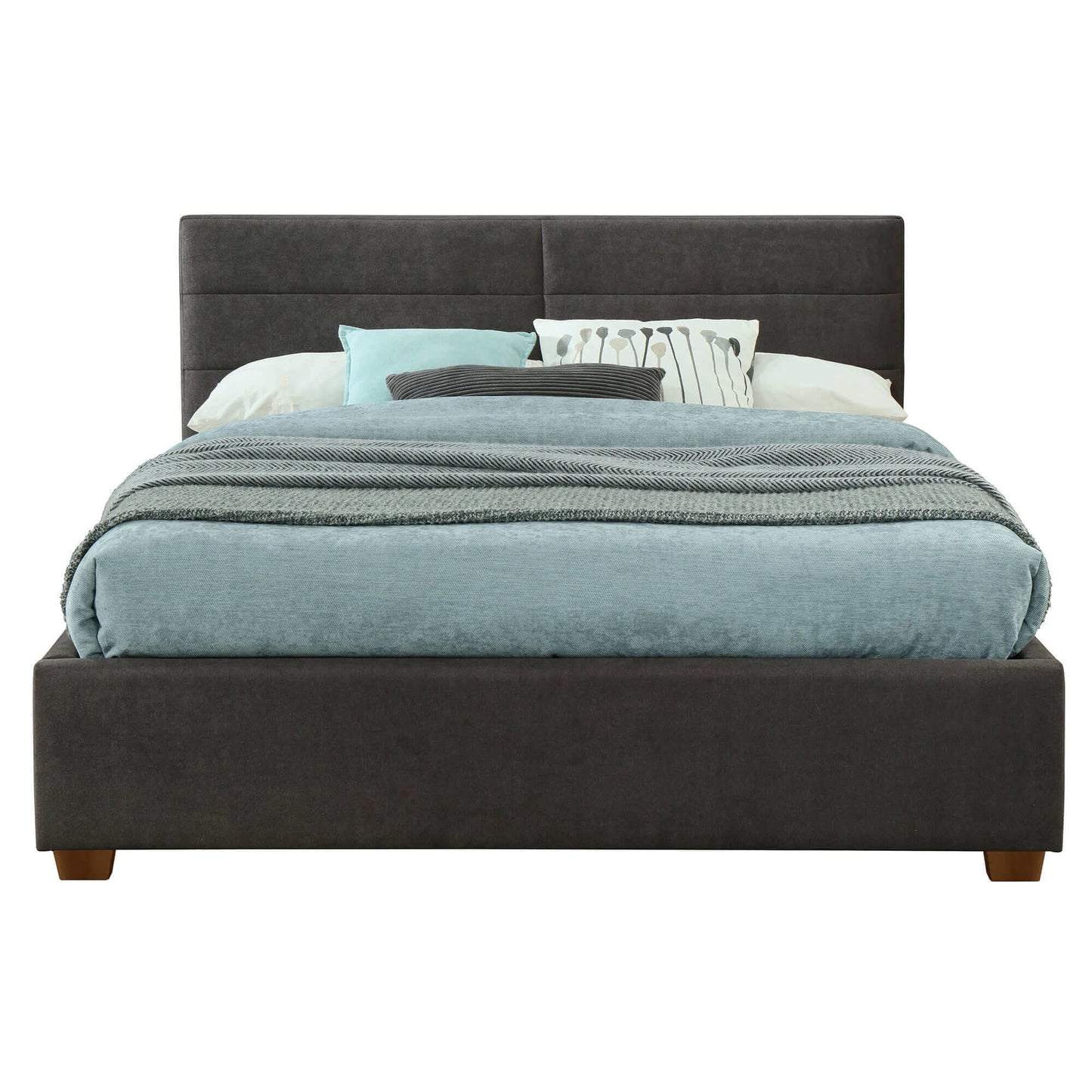 Emilio Platform Bed w/Drawer in Charcoal or Light Grey Fabric