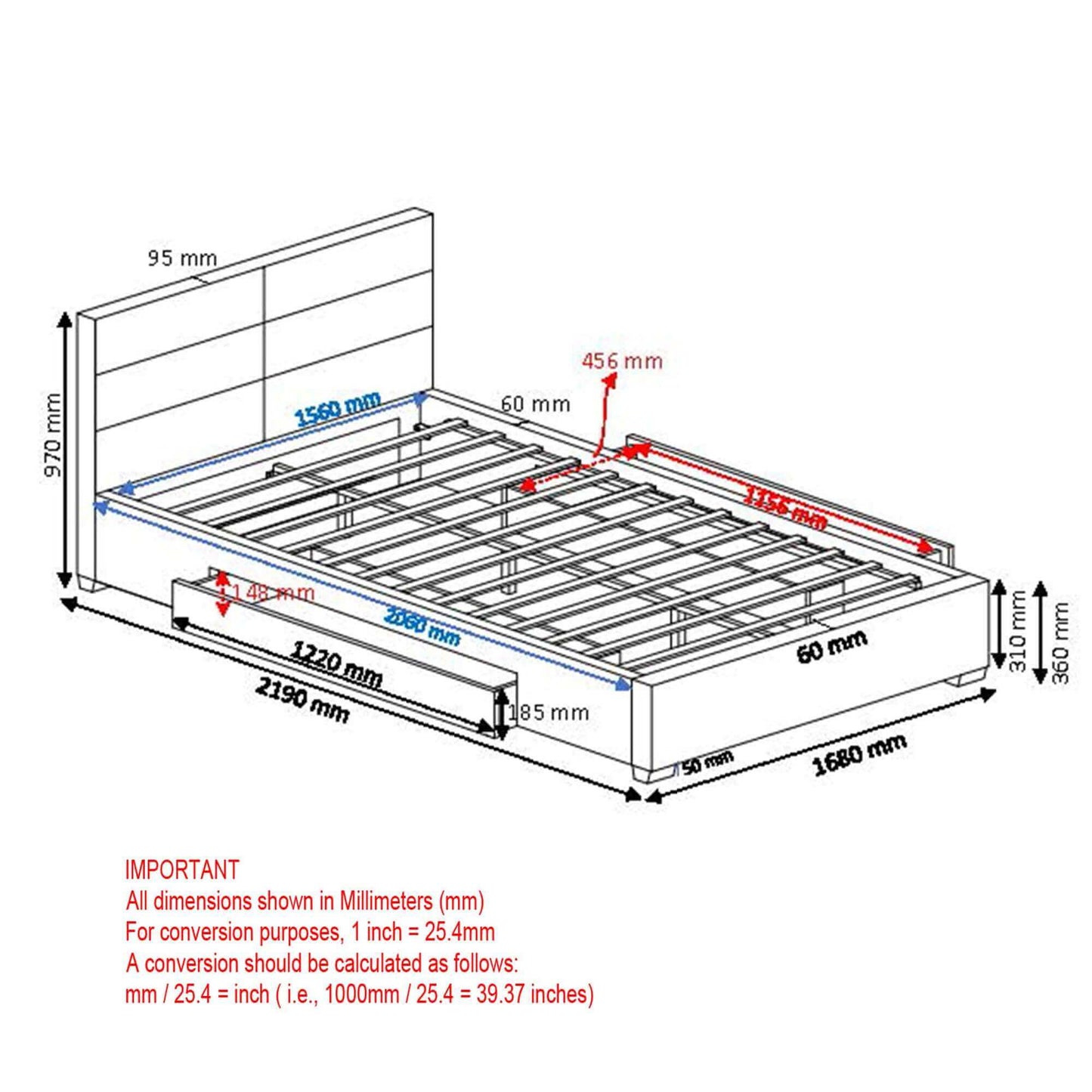 Emilio Platform Bed w/Drawer in Charcoal or Light Grey Fabric