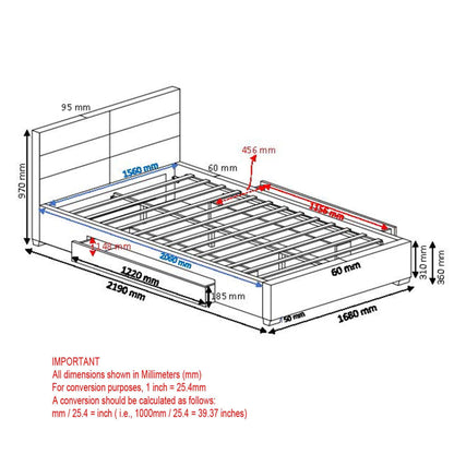 Emilio Platform Bed w/Drawer in Charcoal or Light Grey Fabric