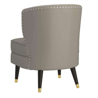 Kyrie Accent Chair in Grey-Beige and Espresso