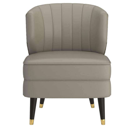 Kyrie Accent Chair in Grey-Beige and Espresso