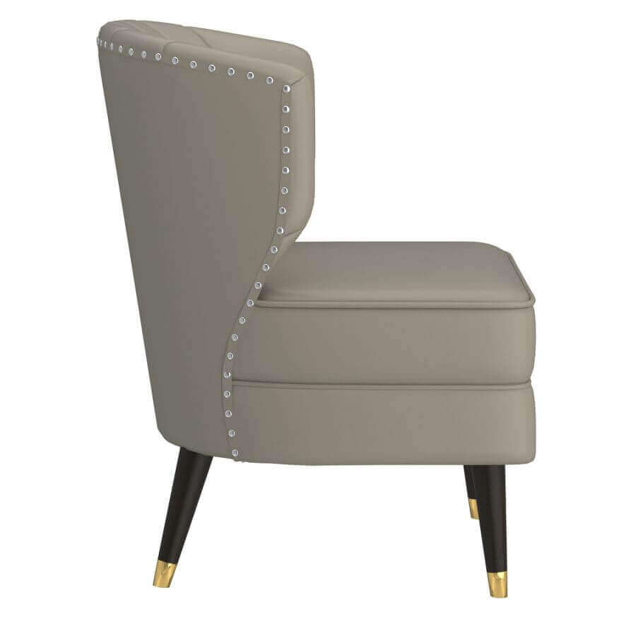 Kyrie Accent Chair in Grey-Beige and Espresso