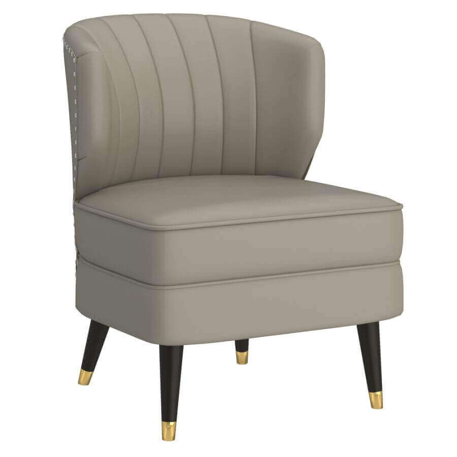 Kyrie Accent Chair in Grey-Beige and Espresso