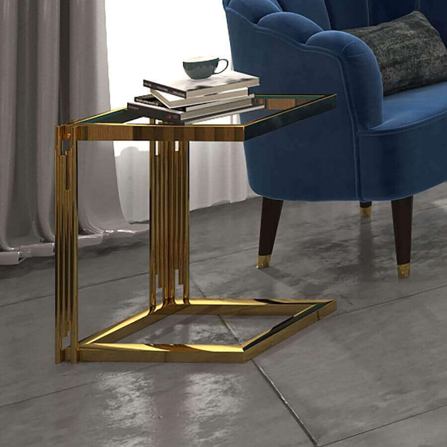 Estrel Small Accent Table in Gold or Silver