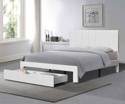 Miami Bed with Storage Drawer in Grey Velvet, White or Black PU