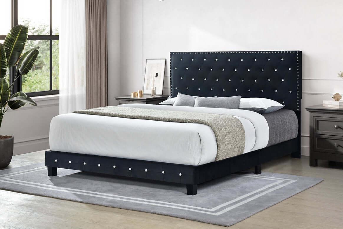 Queensons - Diamond Bedroom Series - Diamond-Blk-Q-NonStck