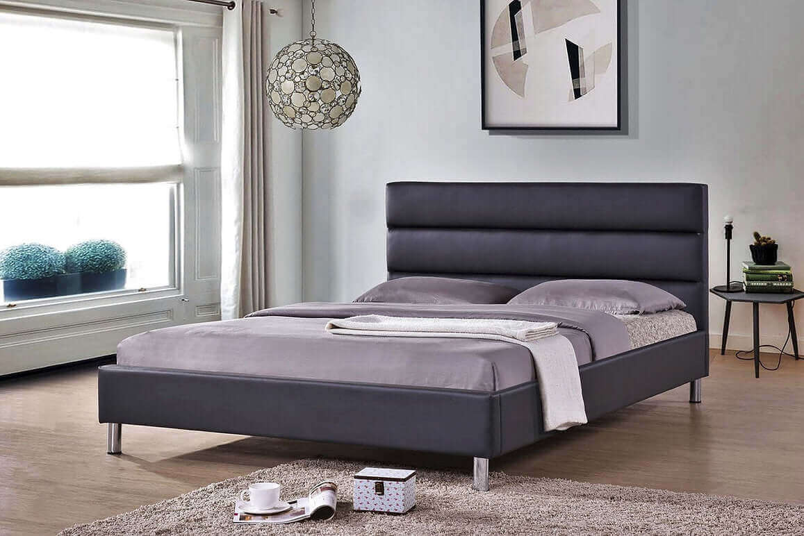 Doria King, Queen or Double Size Bed in Espresso or Black PU