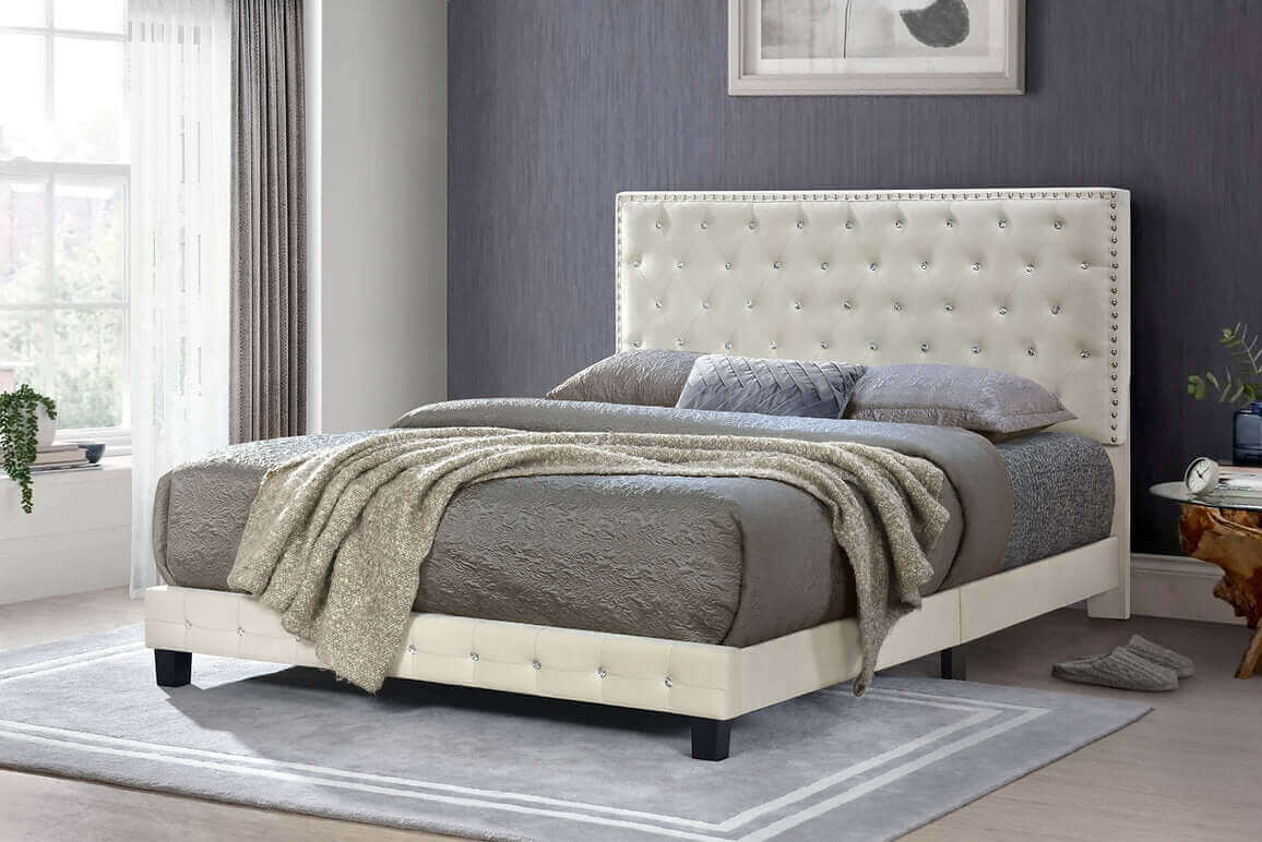 Diamond Bed Velvet in Black, Blue, Grey or Off White Queen