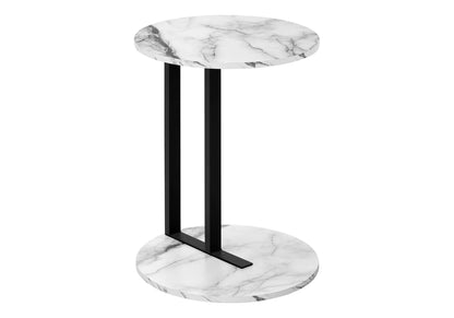 Accent Table - 24"H / White Marble-Look / Black Metal