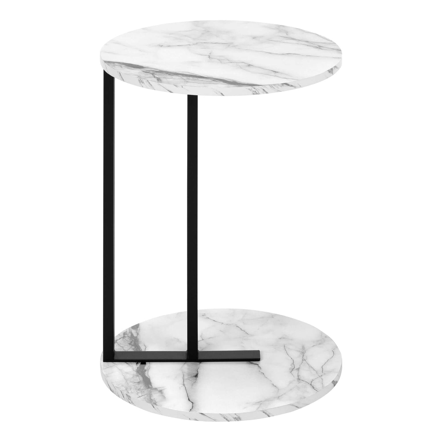 Accent Table - 24"H / White Marble-Look / Black Metal