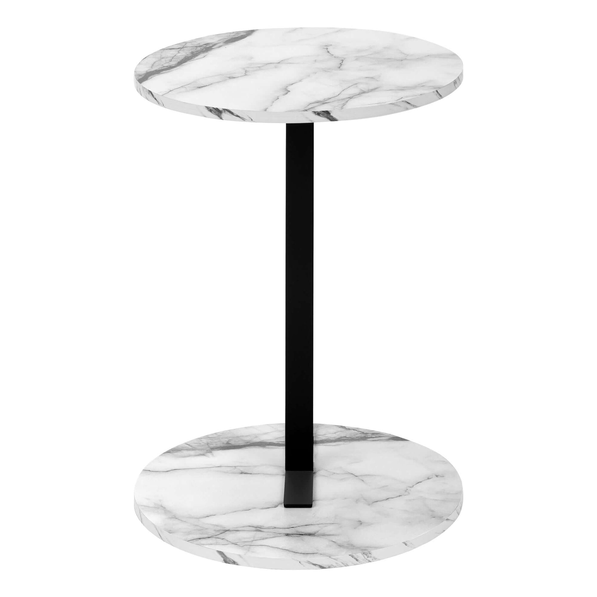 Accent Table - 24"H / White Marble-Look / Black Metal