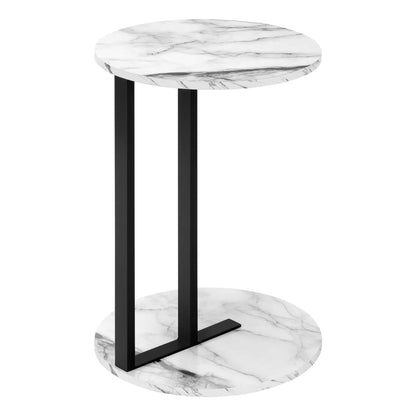 Accent Table - 24"H / White Marble-Look / Black Metal