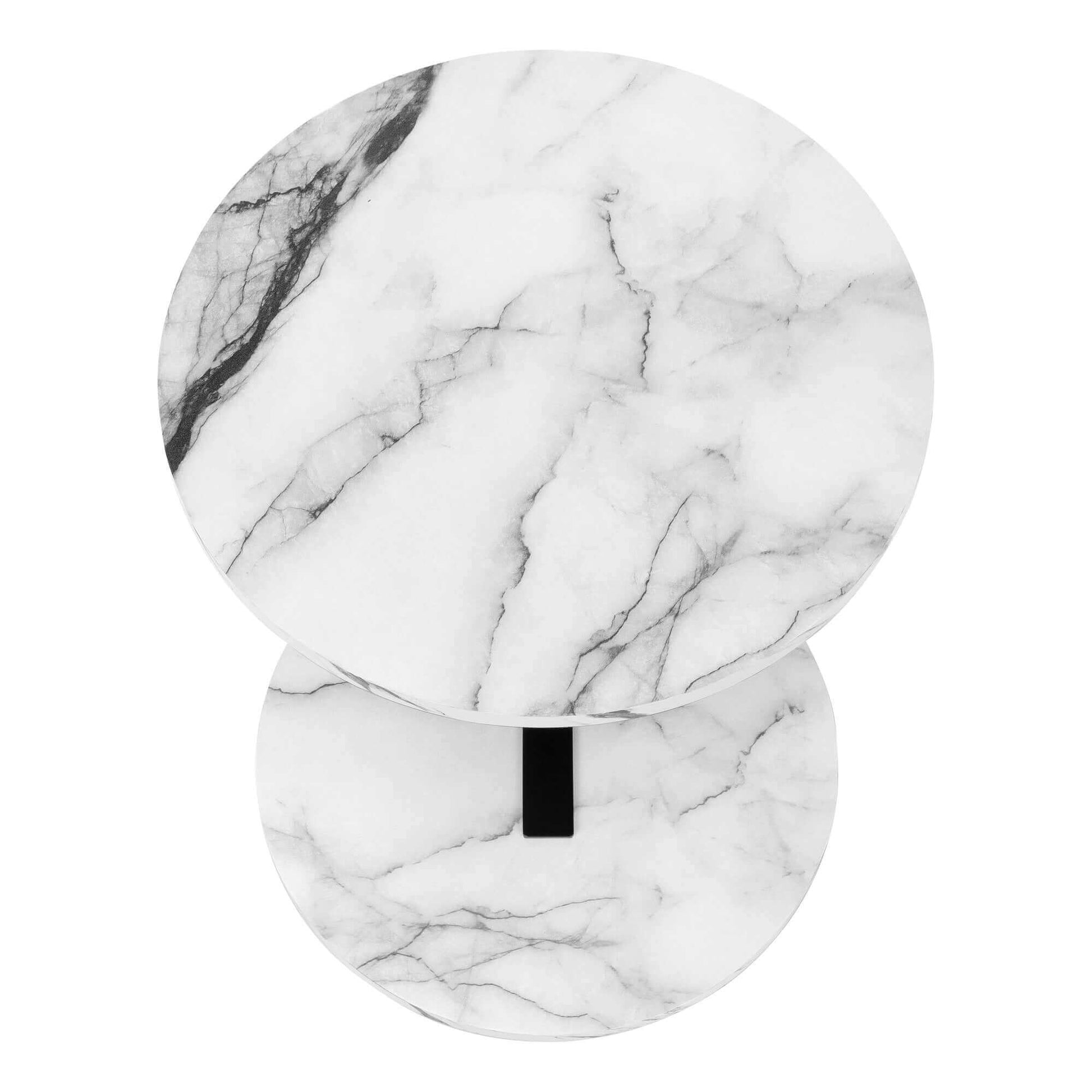 Accent Table - 24"H / White Marble-Look / Black Metal