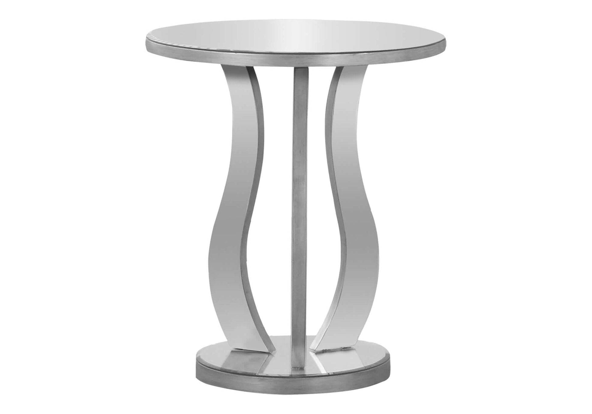 Accent Table - 20"Dia / Brushed Silver / Mirror