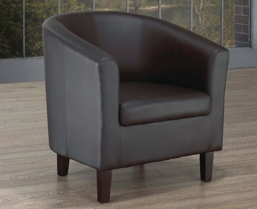 International Furniture Distribution Centre - Tub Chair with Wooden Frame in Black Leather-like Upholstery - IF 660B