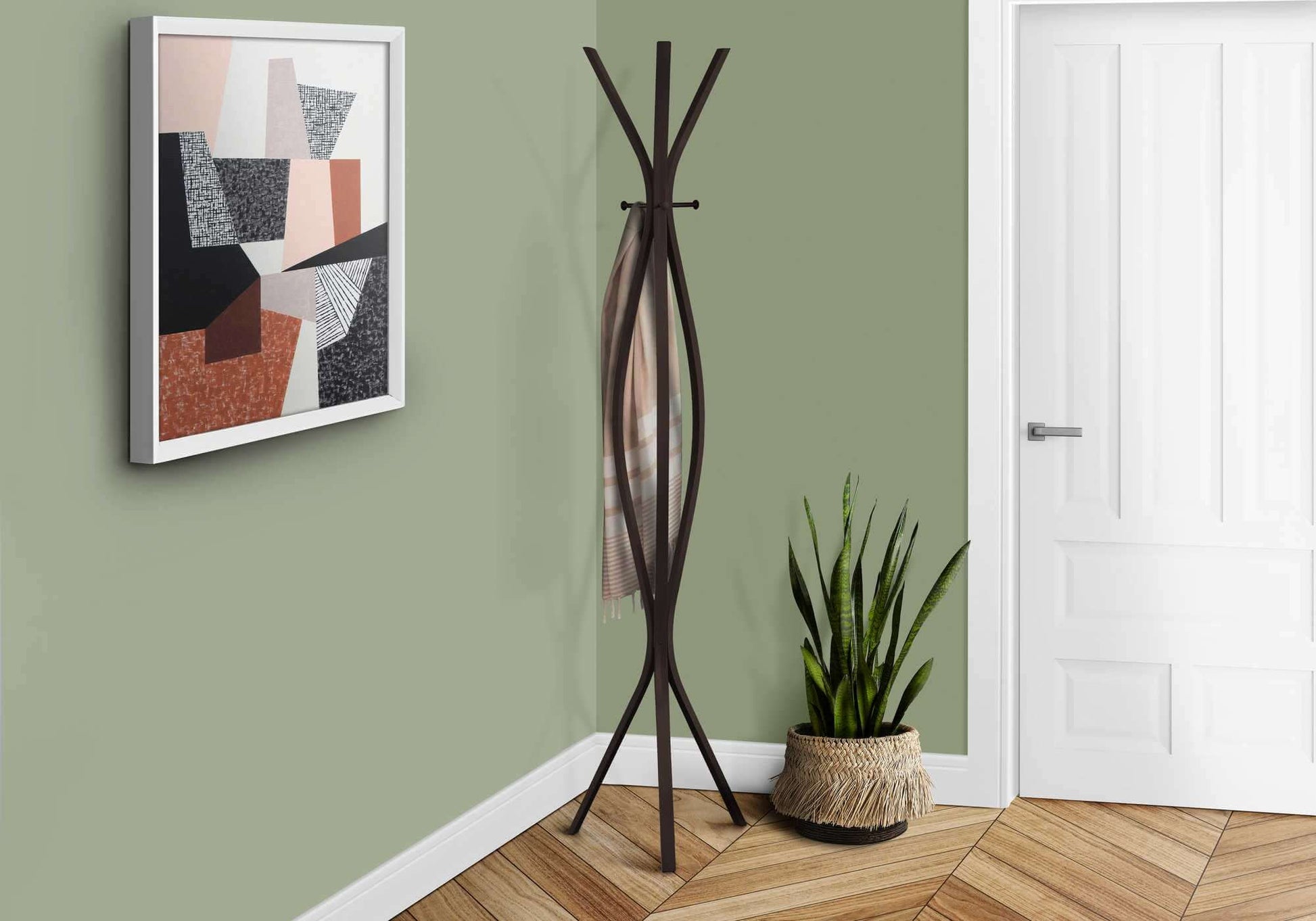 Monarch Specialties - Contemporary Espresso Metal Free Standing Coat Rack Hall Tree - I 2016