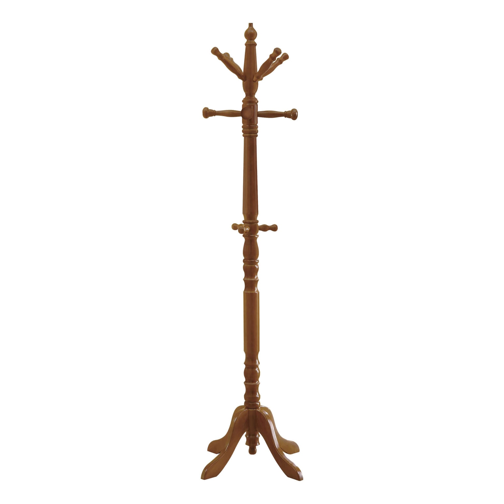 Monarch Specialties - Transitional Traditional 11 Hook Solid Wood Coat Rack in Oak Finish - I 2012