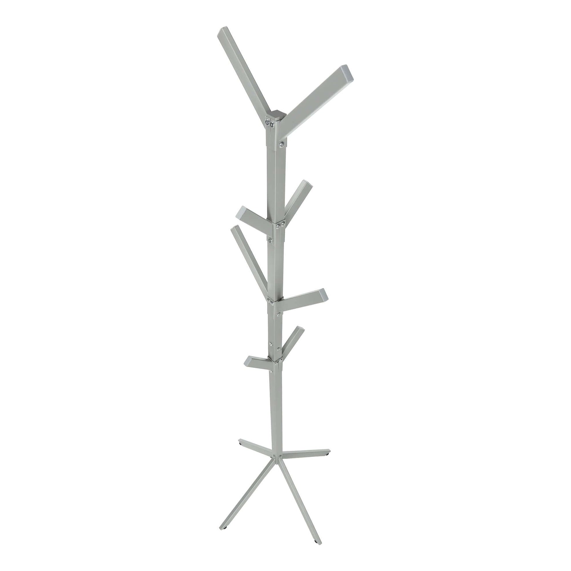 Monarch Specialties - Metal 4-Teir 8 Hook Coat Rack in Silver Finish - I 2058