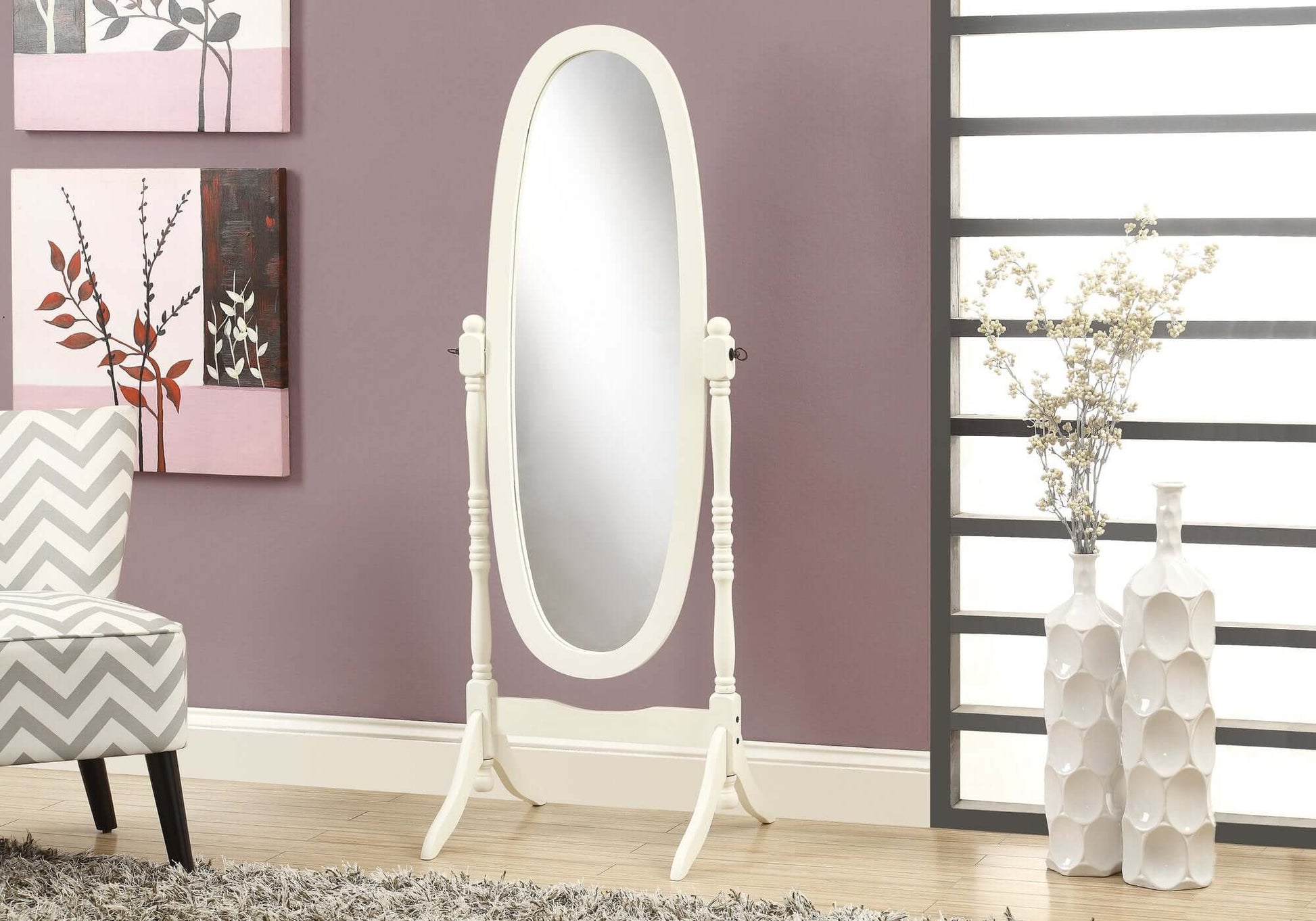 Monarch Specialties - 59"H Antique Bedroom Mirror with Solid Wood Frame - I 3102