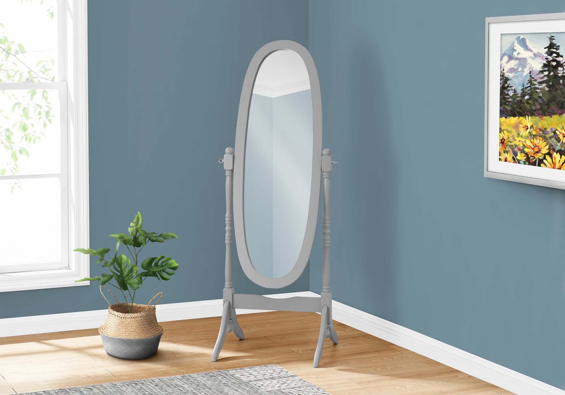 Monarch Specialties - 59"H Antique Bedroom Mirror with Solid Wood Frame - I 3155