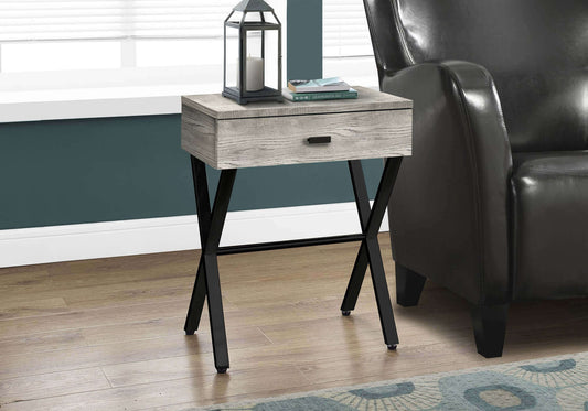 Nightstand - 24"H / Grey Reclaimed Wood / Black Metal