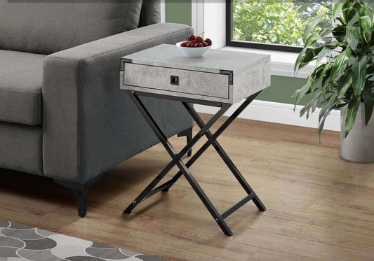 Nightstand - 24"H / Grey Cement / Black Nickel Metal