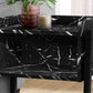 Monarch Specialties - Modern Nightstand in Black Marble Finish with Black Metal Frame - I 3590