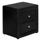 Monarch Specialties - Transitional Nightstand in Black Leather-look Upholstery - I 5603