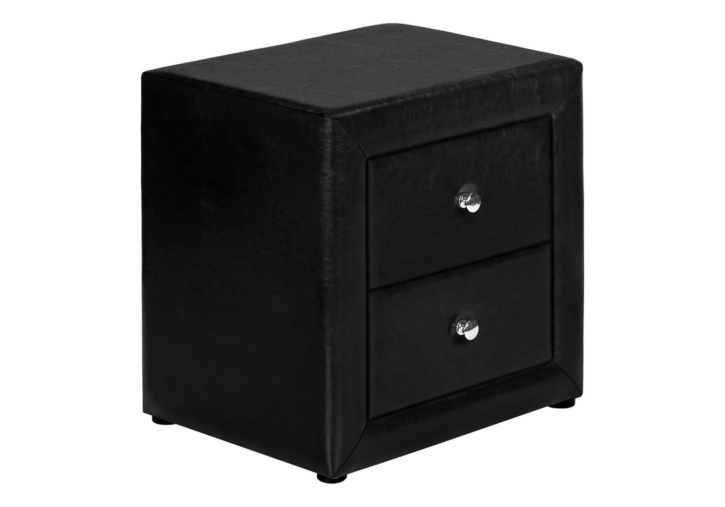 Monarch Specialties - Transitional Nightstand in Black Leather-look Upholstery - I 5603