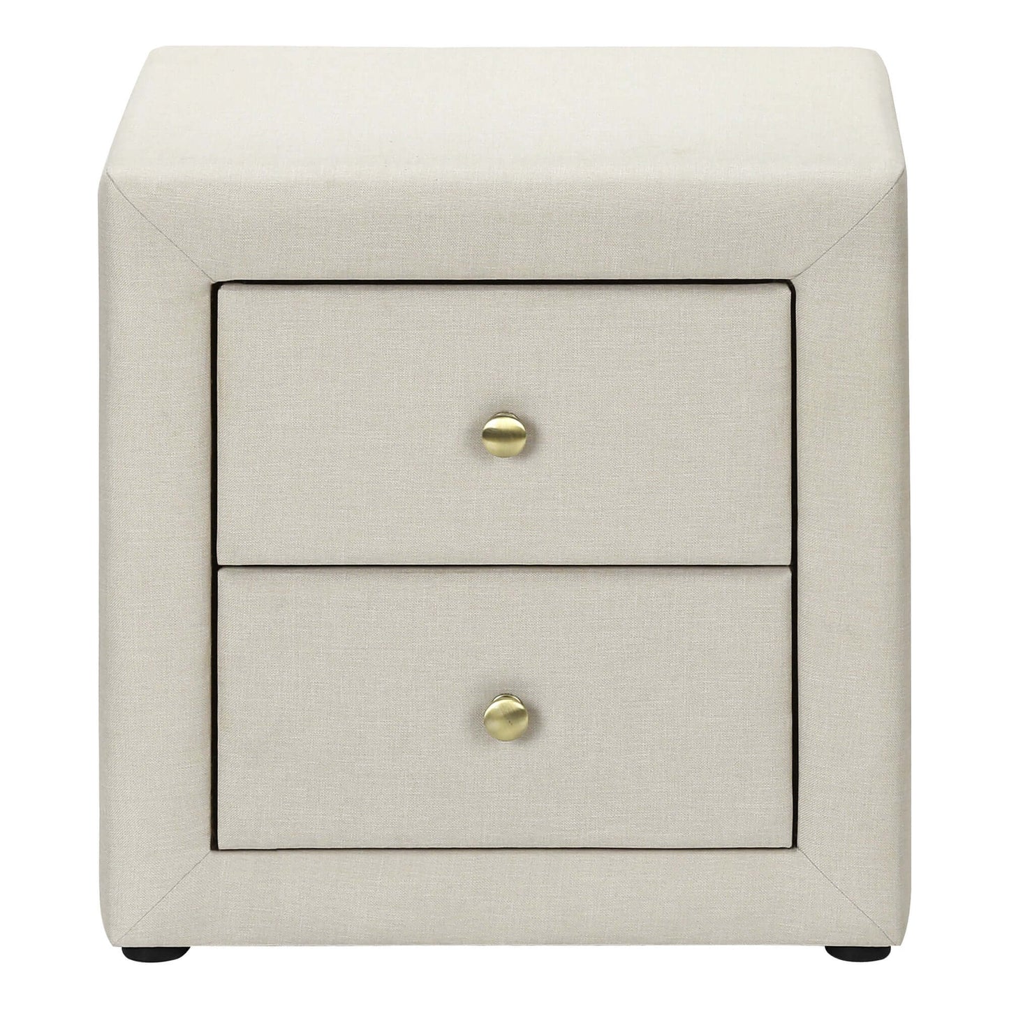 Monarch Specialties - Transitional Nightstand in Beige Linen Fabric Upholstery - I 5605