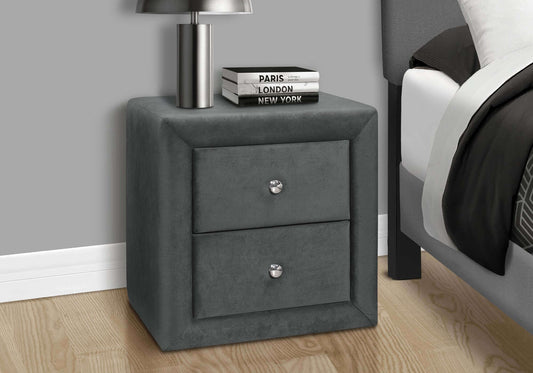 Nightstand - 21"H / Dark Grey Velvet